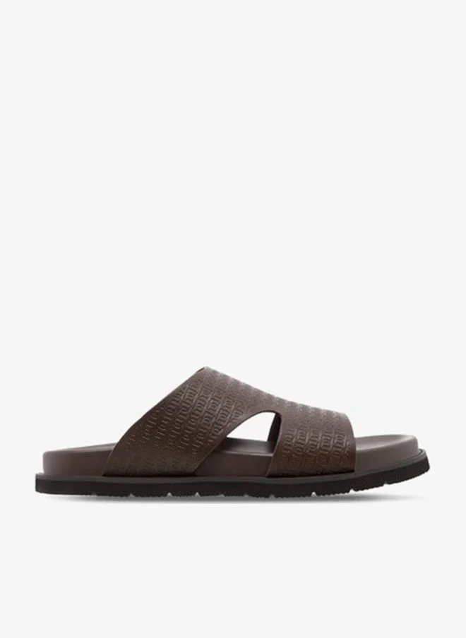 DUCHINI Men's Logo Embossed Slip-On Comfort Sandal