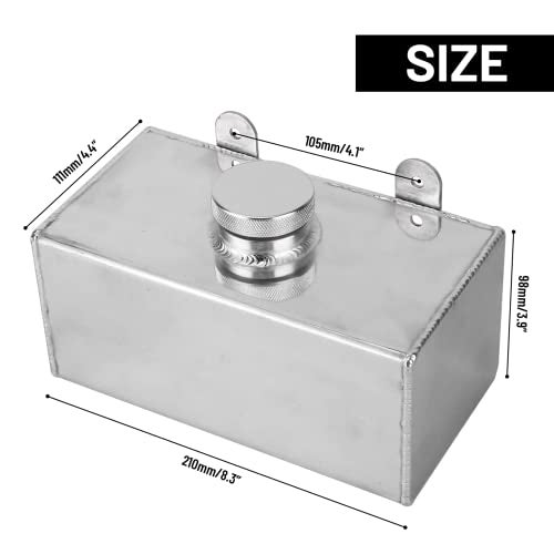BOMLING Windscreen Washer Bottle, Universal 2L Aluminum Washer Fluid Reservoir Easy Installation Polished Intercooler Spray Tank Car Parts - Image 2