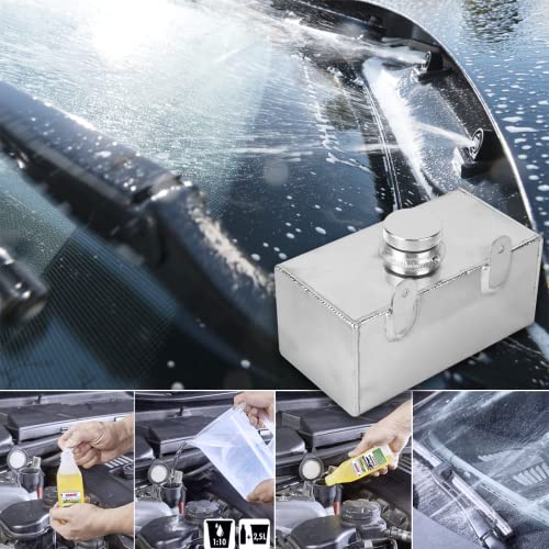 BOMLING Windscreen Washer Bottle, Universal 2L Aluminum Washer Fluid Reservoir Easy Installation Polished Intercooler Spray Tank Car Parts - Image 5