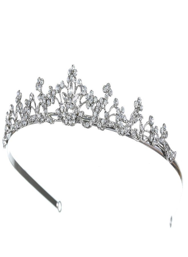 سامكي تاج زفاف أنيق مزين بالزهور ومرصع بأحجار الراين الكريستالية T1076 - Image 2