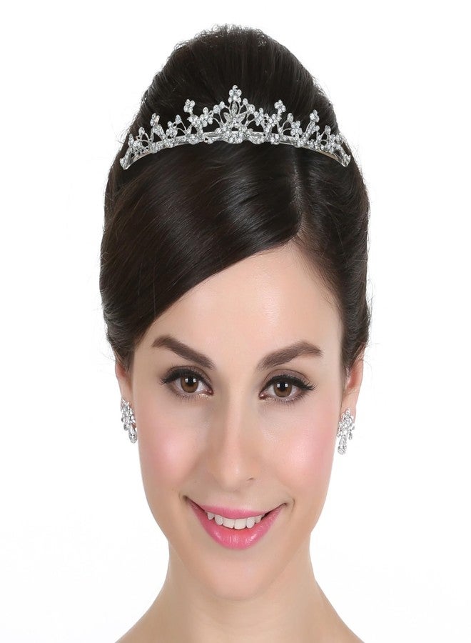 سامكي تاج زفاف أنيق مزين بالزهور ومرصع بأحجار الراين الكريستالية T1076 - Image 4