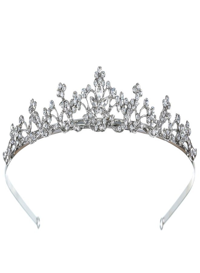 سامكي تاج زفاف أنيق مزين بالزهور ومرصع بأحجار الراين الكريستالية T1076 - Image 1