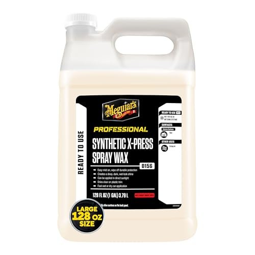 Meguiars D15601 Synthetic XPress Spray Wax for Car Detailing Creates a Deep Shiny Look Can Be Applied to Wet or Dried Paint and In Direct Sunlight Moisture Rolls Off Waxed Paint 1 Gallon