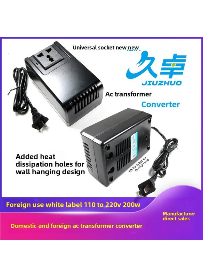 Transformer Voltage Converter 220V To 110V 00 Japan Us Standard China Taiwan 110V To 220V-Color:Foreign Use 110 To 220v-200w--white Label-universal Plug Model