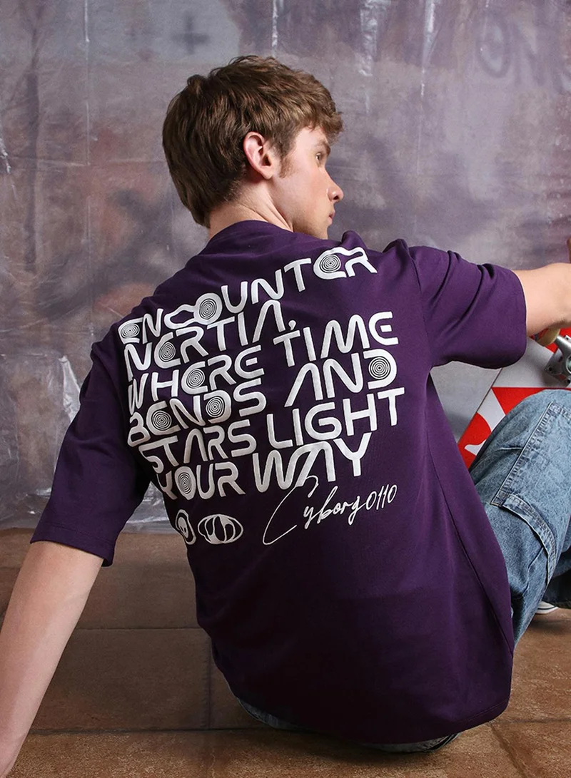 هوبرهولمي Men Cyborg Graphic Printed Oversized Fit T-Shirt