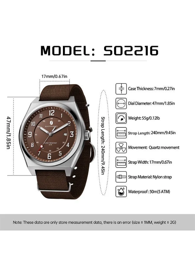 Sapphero  SAPPHERO Men's Watch Military Sports Watch 50M Water Resistant Luminous Pointer 3 O'Clock Date Window Durable Adjustable Nylon Strap Casual Watch for Men for Men | Best Price UAE