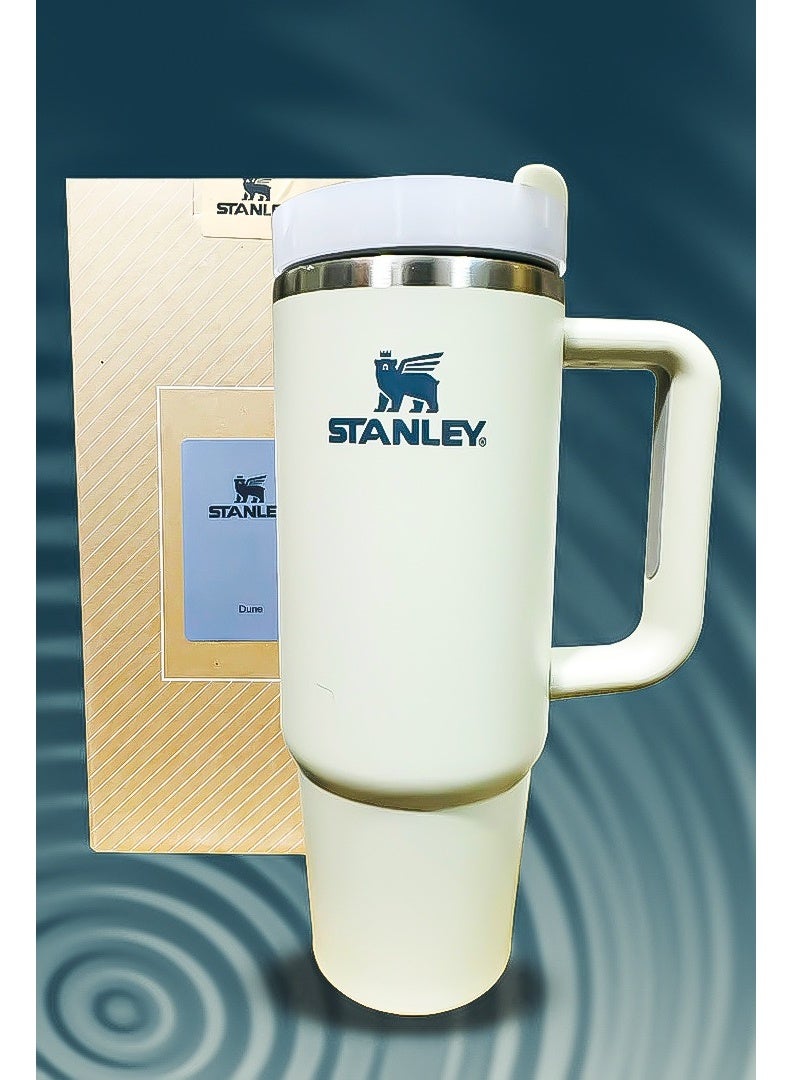 Stanley 40oz Tumbler Stainless Steel Travel Mug with Reusable Straw BPA Free Sustainable and Dishwasher Safe Built with Leakproof FlowState Lid Double Wall Insulation Maintains Drink Temperature Hot for 16 Hours and Cold for 24 Hours Slim Base Fits Car Cup Holders Ergonomic Handle Ideal for Travel Work and Everyday Use
