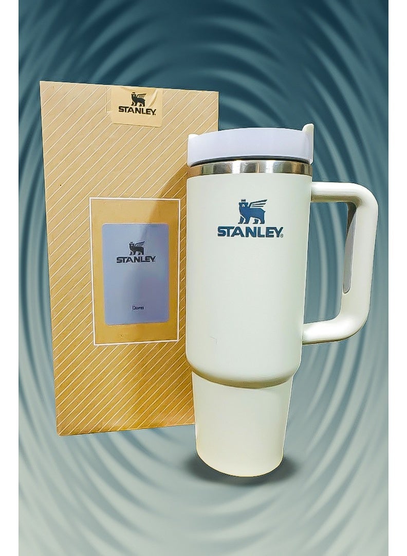 Stanley 40oz Tumbler Stainless Steel Travel Mug with Reusable Straw BPA Free Sustainable and Dishwasher Safe Built with Leakproof FlowState Lid Double Wall Insulation Maintains Drink Temperature Hot for 16 Hours and Cold for 24 Hours Slim Base Fits Car Cup Holders Ergonomic Handle Ideal for Travel Work and Everyday Use