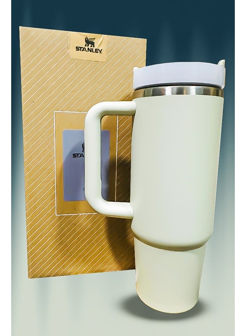 Stanley 40oz Tumbler Stainless Steel Travel Mug with Reusable Straw BPA Free Sustainable and Dishwasher Safe Built with Leakproof FlowState Lid Double Wall Insulation Maintains Drink Temperature Hot for 16 Hours and Cold for 24 Hours Slim Base Fits Car Cup Holders Ergonomic Handle Ideal for Travel Work and Everyday Use