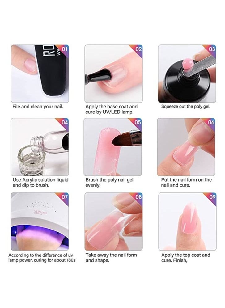 Rosalind - Poly Nile Gel Soft Pink&White Extension Gel, ROSALIND 2 PCS 30ml White Poly Nail Gel kit Soft Pink Nail Builder for Nail Art Decoration, Nail Thickening Poly Nail Gel Tube Easy to DIY Use Need UV Lamp - Image 1