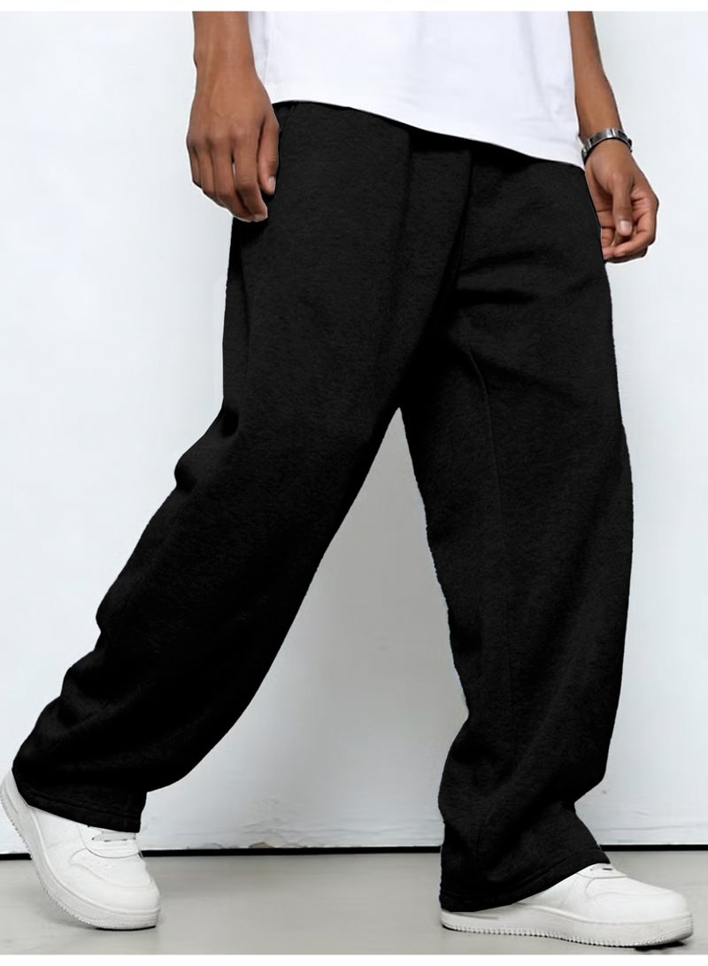 Men's Black Baggy Sweatpants Oversized Wide Leg Casual Pants Elastic Waist Y2K Streetwear - Image 2