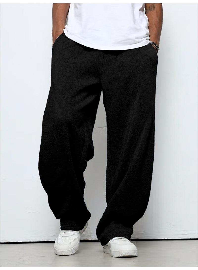 Men's Black Baggy Sweatpants Oversized Wide Leg Casual Pants Elastic Waist Y2K Streetwear - Image 1