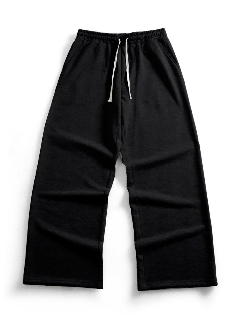 Men's Black Baggy Sweatpants Oversized Wide Leg Casual Pants Elastic Waist Y2K Streetwear - Image 5