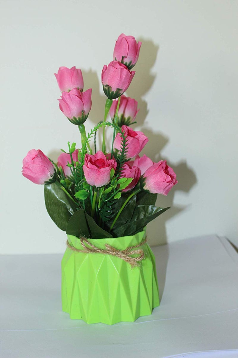PANTH Artificial Flower with Realistic Green Leaf PotTree and Real Feeling Romantic Flower for Home Decoration Flower with Vase Pot Bonsai Plant Flower 38 - Image 1