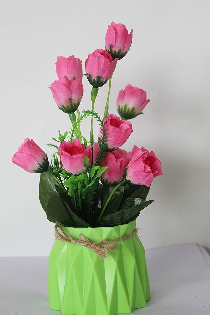 PANTH Artificial Flower with Realistic Green Leaf PotTree and Real Feeling Romantic Flower for Home Decoration Flower with Vase Pot Bonsai Plant Flower 38 - Image 4