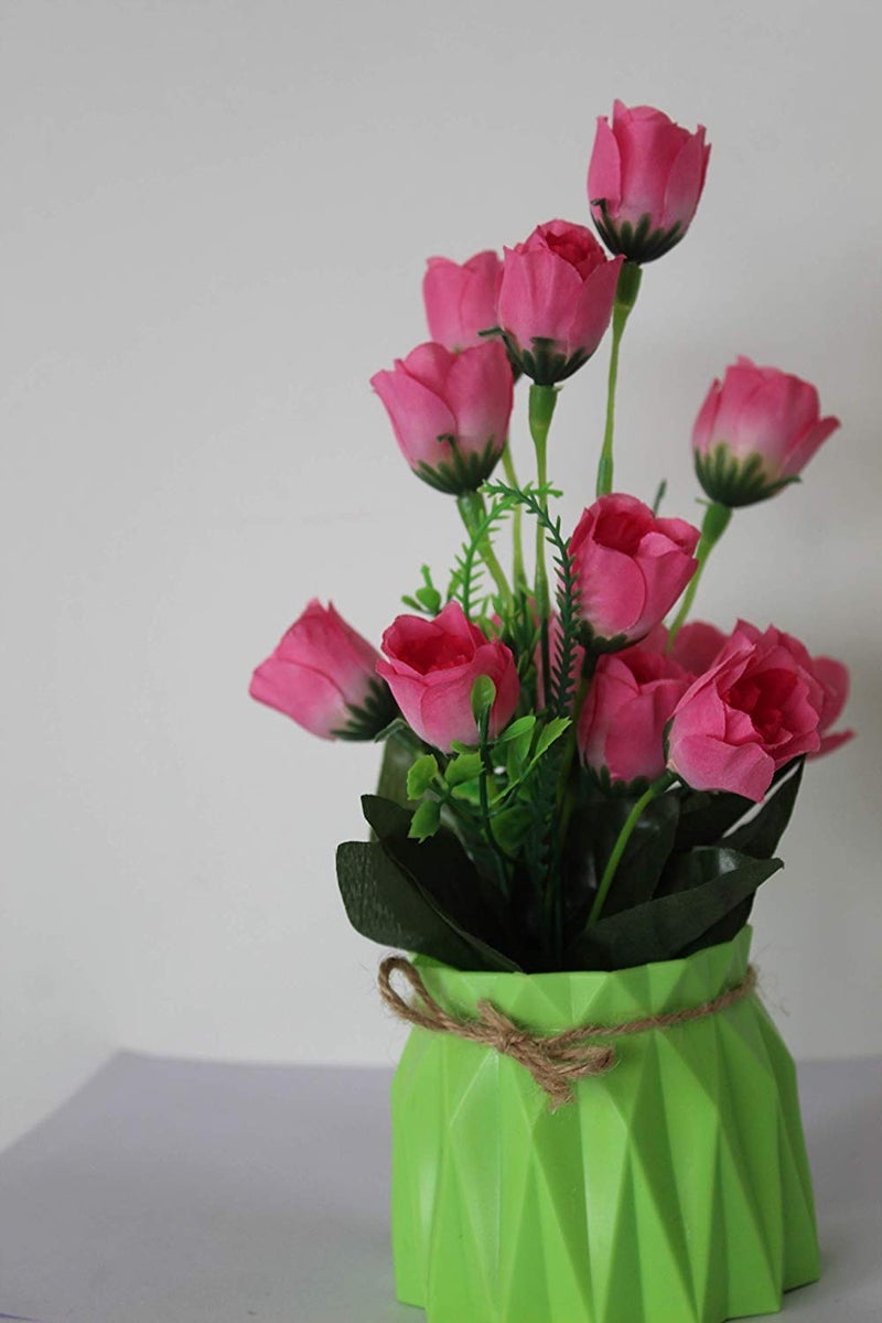 PANTH Artificial Flower with Realistic Green Leaf PotTree and Real Feeling Romantic Flower for Home Decoration Flower with Vase Pot Bonsai Plant Flower 38 - Image 5