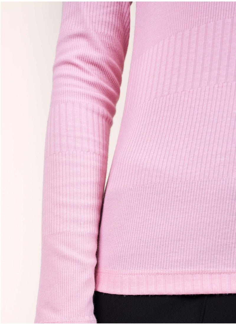 Salt Attire Women's Chic Pink Scoop Neckline Top with Elegant Keyhole Detail and Full Length Sleeves in Regular Fit Perfect for Stylish Everyday Wear and Special Occasions  - Image 2