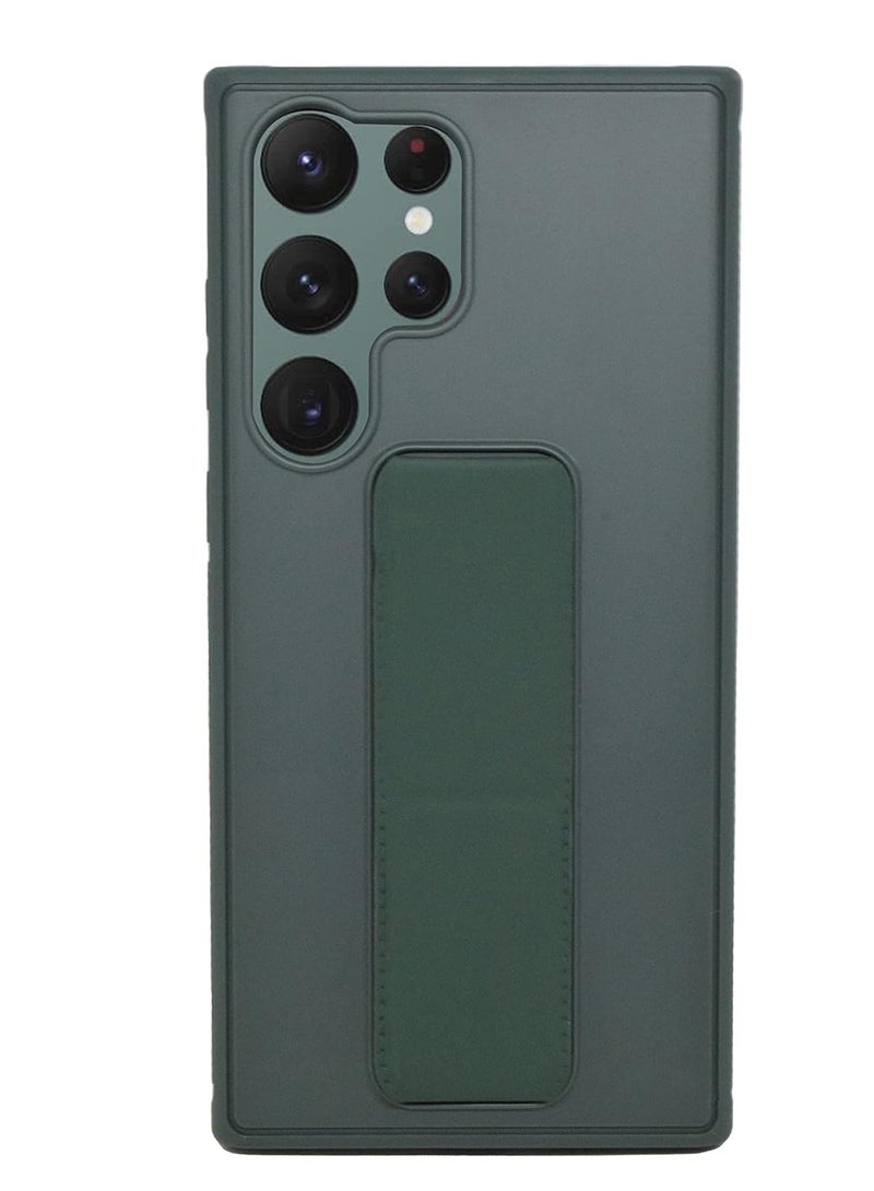 إلترازون Galaxy S23 Ultra Case Fully Covered With Finger Grip Stand Holder Anti Slip Shockproof Protective Case Cover For Samsung Galaxy S23 Ultra 5G (Green) - Image 1