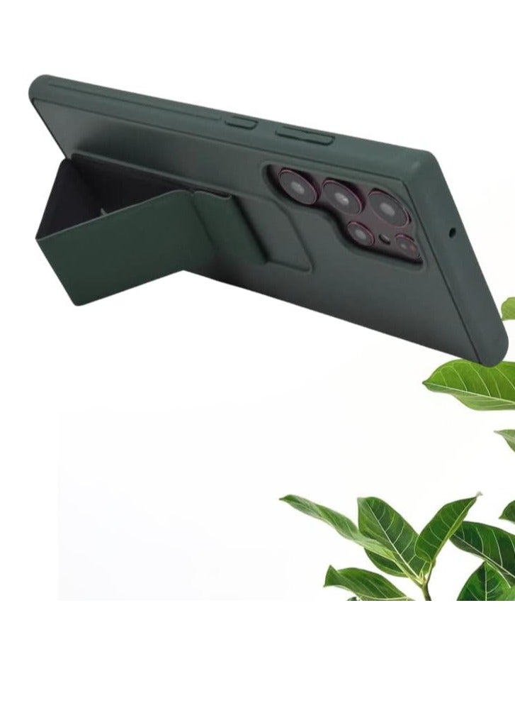 إلترازون Galaxy S23 Ultra Case Fully Covered With Finger Grip Stand Holder Anti Slip Shockproof Protective Case Cover For Samsung Galaxy S23 Ultra 5G (Green) - Image 4