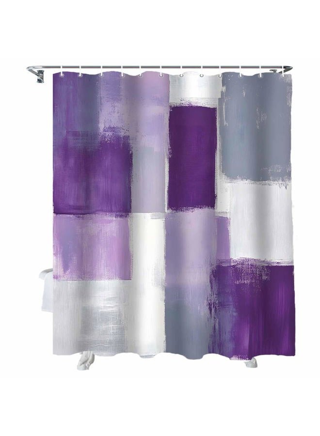 Chic D Fabric Shower Curtain for Bathroom, Abstract Geometric Lavender, Custom Shower Curtain Set with Hooks, Luxury Bathroom Curtains, Purple Grey Waterproof Polyester Bathroom Accessories, 72x72inch - Image 1