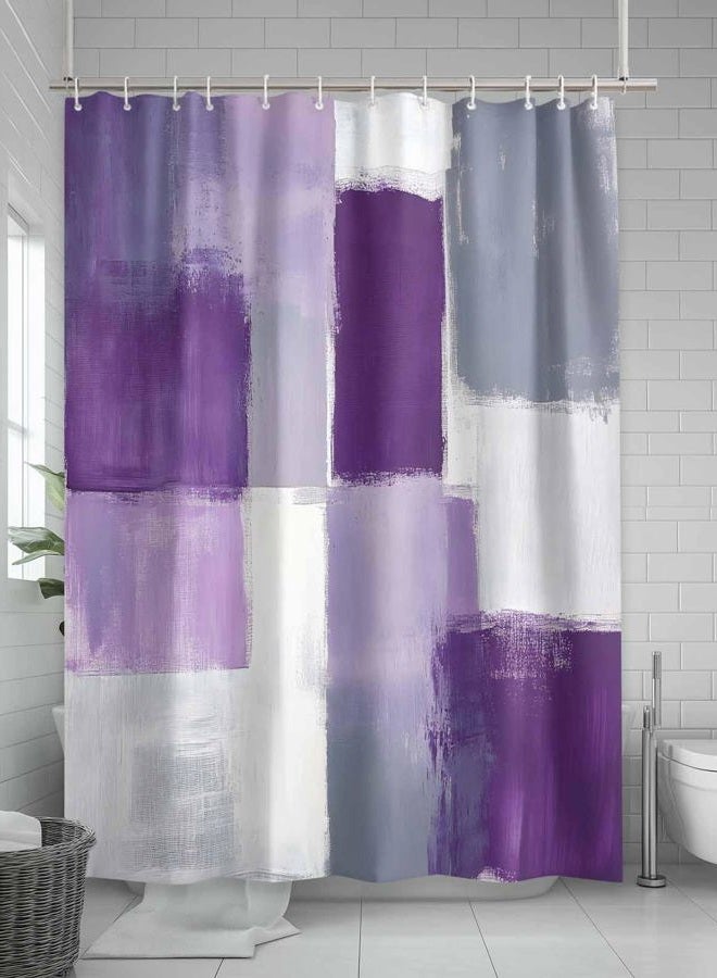 Chic D Fabric Shower Curtain for Bathroom, Abstract Geometric Lavender, Custom Shower Curtain Set with Hooks, Luxury Bathroom Curtains, Purple Grey Waterproof Polyester Bathroom Accessories, 72x72inch - Image 4