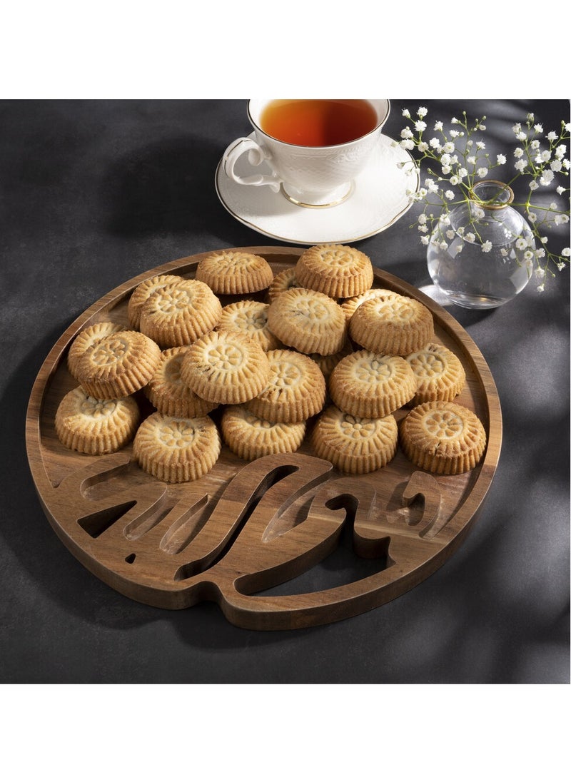 Hilalful - HILALFUL Acacia Wooden Serving Tray - Round | Kitchenware | Serveware | Trays for Decoration | Kitchen Decoration | Trays for Eid, Ramadan, Eid Al Adha Décor & Other Celebrations | Tray Organizer - Image 1