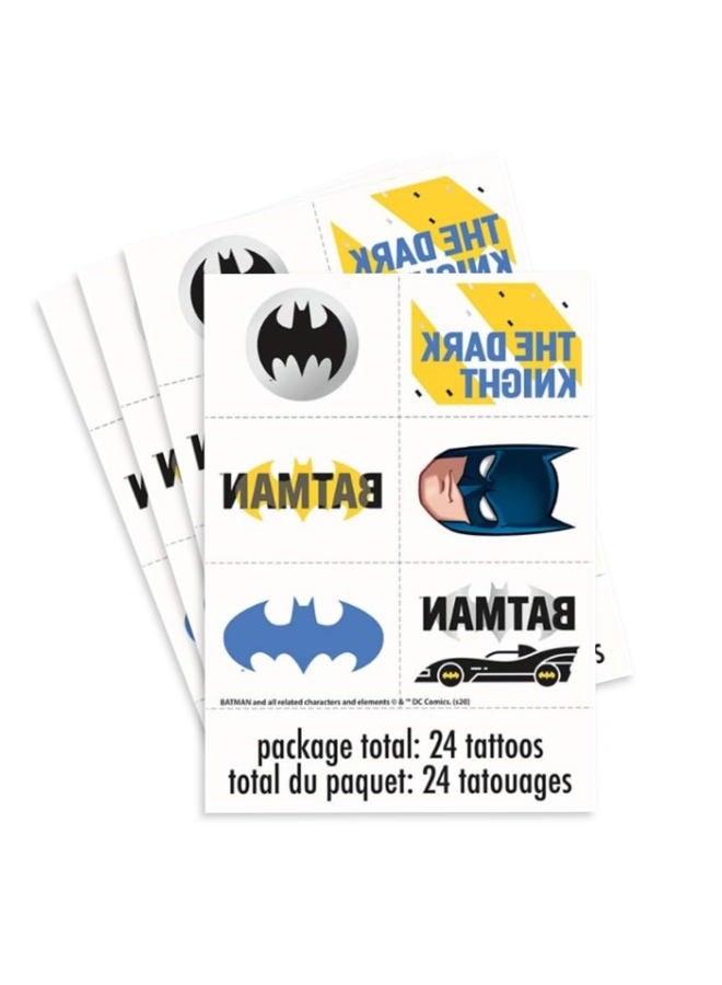Unique تاتو باتمان متعدد الألوان (عبوة من 24) - تاتو بتصاميم متنوعة هدايا حفلات للأطفال - Image 1