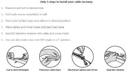 Electriduct Large EZ HideWire Cable Raceway -Length: 50FT - Color: White - Image 3