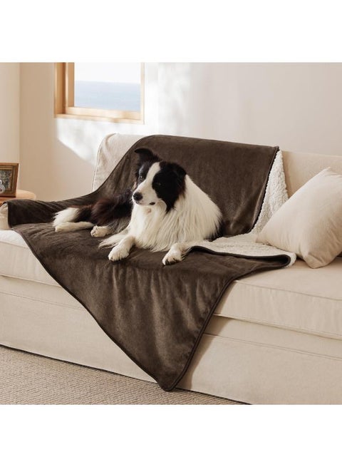 بطانية كلاب مزدوجة الوجه مقاومة للماء – شيربا وفلانيل، فائقة الدفء والراحة