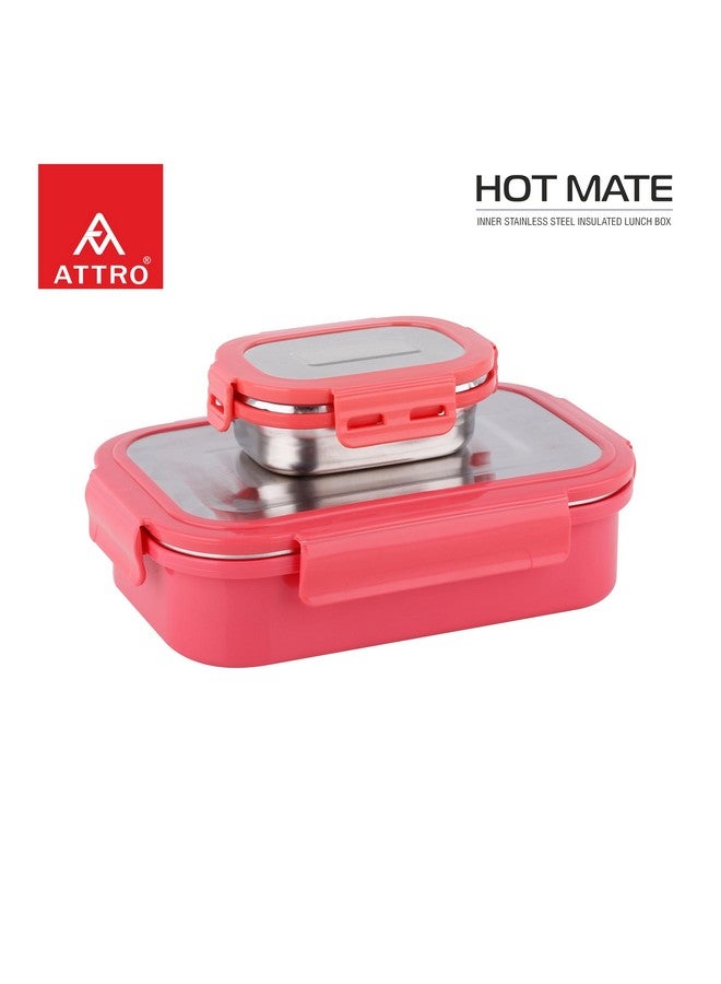 Attro Hotmate Stainless Steel Insulated Airtight Leak Proof Lunch Box Unbreakable Lid,Snacks Tiffin for Kids,Light Weight,Easy Clean for Office,School,Picnic&Travelling,800 Ml - Pastel Peach - Image 2