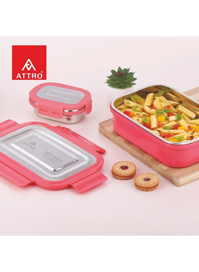 Attro Hotmate Stainless Steel Insulated Airtight Leak Proof Lunch Box Unbreakable Lid,Snacks Tiffin for Kids,Light Weight,Easy Clean for Office,School,Picnic&Travelling,800 Ml - Pastel Peach - Image 3