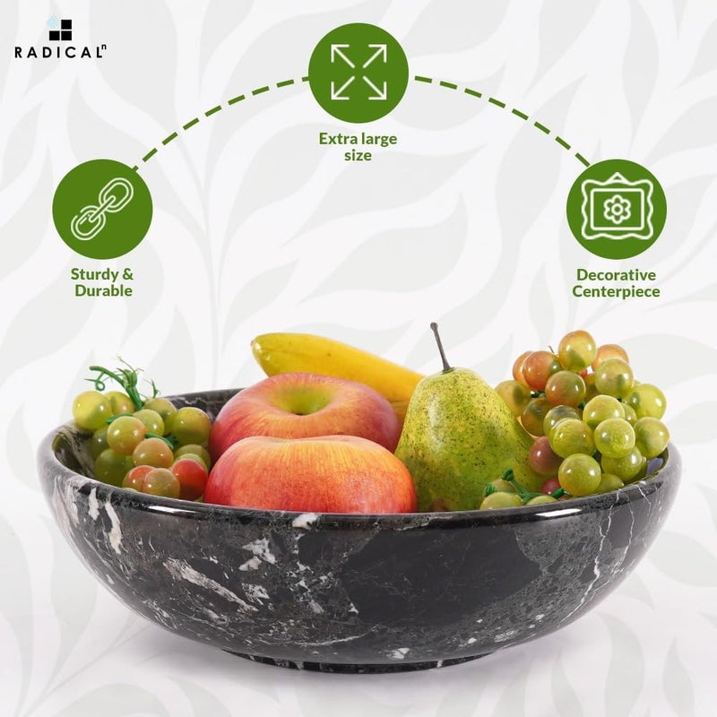 Radicaln Marble Fruit Bowl 10 Inches Black Handmade Fruit And Vegetable Storage Bowl For Kitchen Dcor Fruits Holder For Dining Table - Image 2
