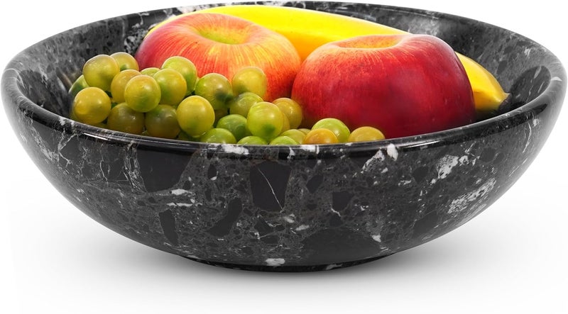 Radicaln Marble Fruit Bowl 10 Inches Black Handmade Fruit And Vegetable Storage Bowl For Kitchen Dcor Fruits Holder For Dining Table - Image 1