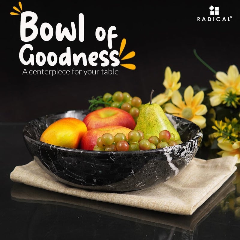 Radicaln Marble Fruit Bowl 10 Inches Black Handmade Fruit And Vegetable Storage Bowl For Kitchen Dcor Fruits Holder For Dining Table - Image 3