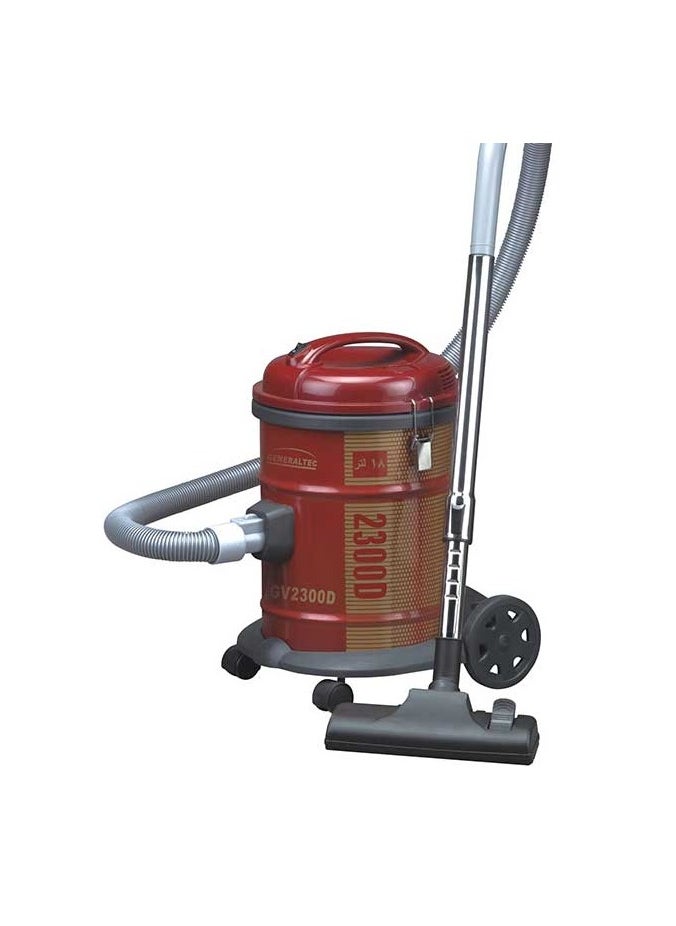 GENERALTEC Generaltec GV2300D 18 Liter Drum Vacuum Cleaner w/Multi-Stage Filtration, Low Noise, Strong Suction Power, Wheels | Drum Vacuum Cleaner | Home Appliance | 1 Year Manufacturer Warranty 