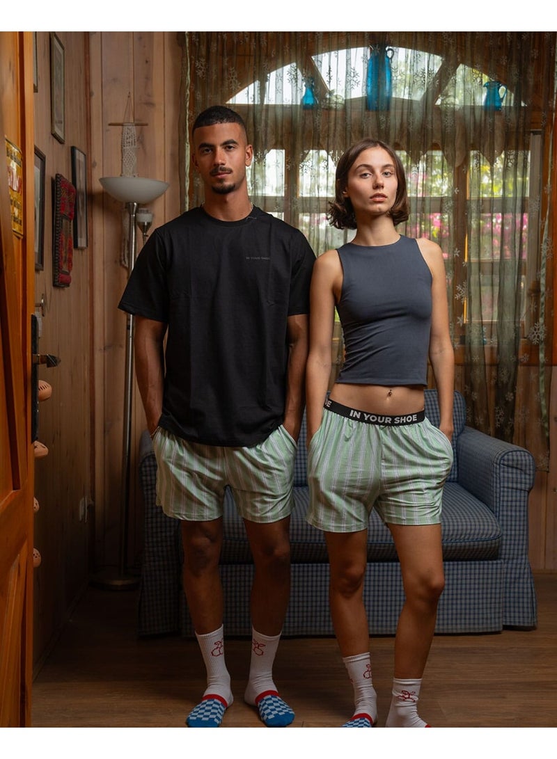 In Your Shoe Green Striped Pshorts  - Image 1