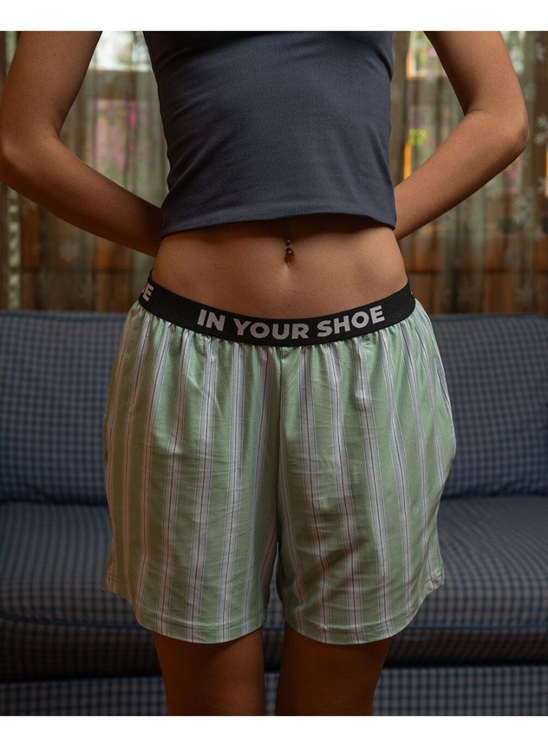 In Your Shoe Green Striped Pshorts  - Image 3
