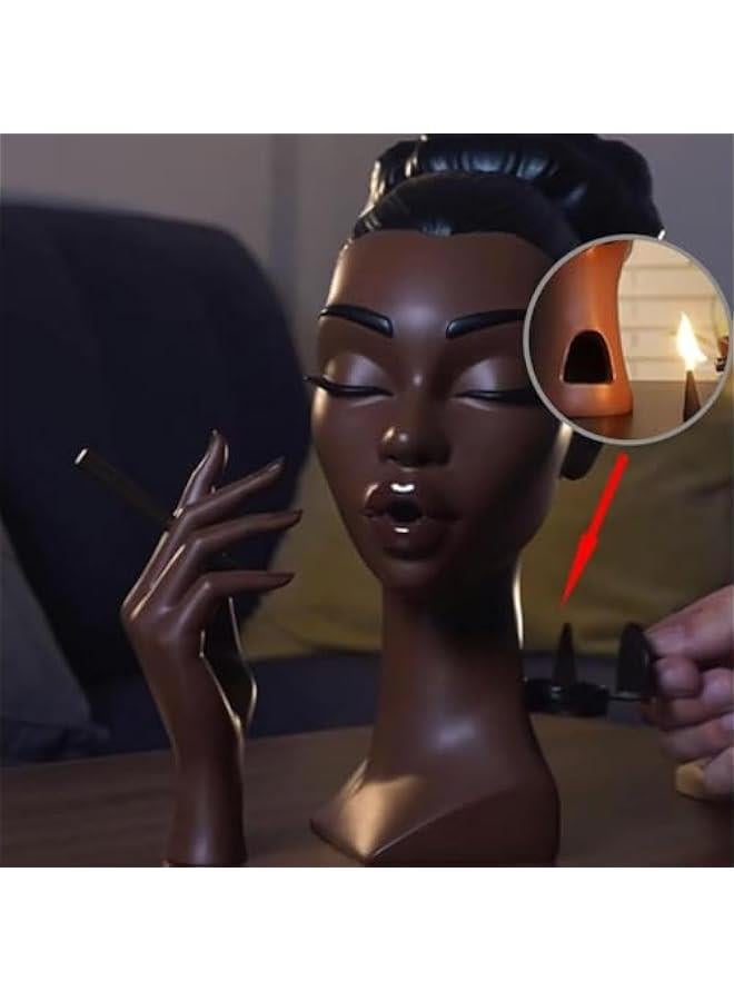 Incense Burner Head Black Women,Headscents Incense Holder Black Women,Headscents Black Women-Headscents Incense Holder Black Women Head,Premium Incense Burner for Home & Kitchen DéCor (A) - Image 3