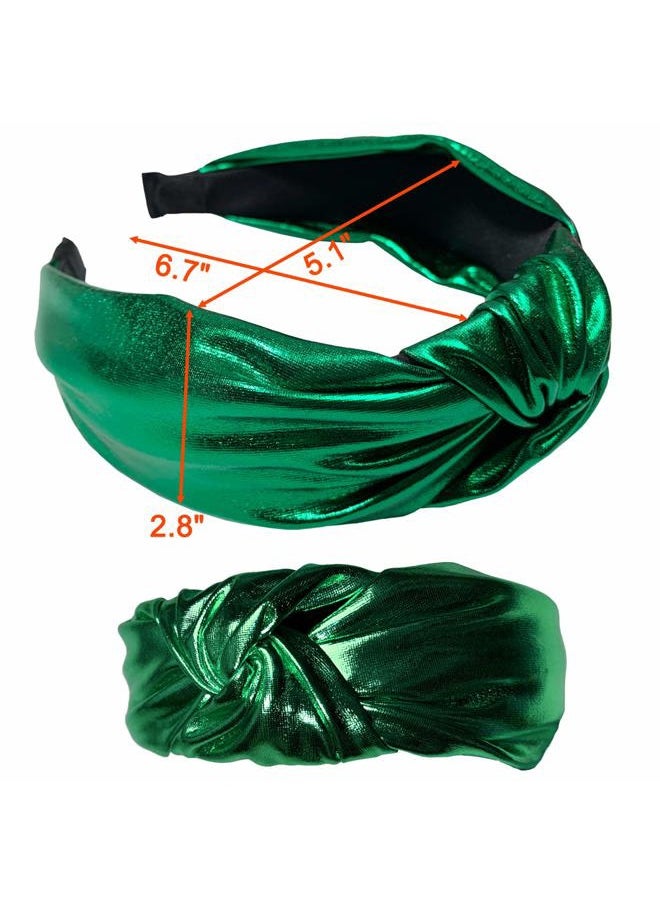 BETITETO - Glitter Knotted Headbands 4 Pack Vintage Shiny Metallic Wide Hair Bands Hoops for Women Girls (Gold + Green + Pink + Red) - Image 1