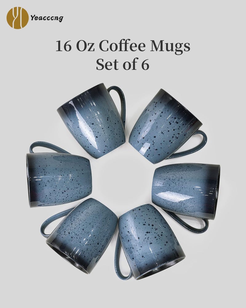 Yeacccng Modern Minimalist Coffee Mugs Set of 6, Cappuccino Cups Set, 16 Oz Unique Kiln-Changing Glaze Ceramic Latte Mugs for Coffee, Tea, Milk, Cocoa, Latte, Cappuccino, Dishwasher & Microwave Safe - Image 5