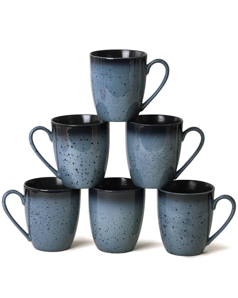 Yeacccng Modern Minimalist Coffee Mugs Set of 6, Cappuccino Cups Set, 16 Oz Unique Kiln-Changing Glaze Ceramic Latte Mugs for Coffee, Tea, Milk, Cocoa, Latte, Cappuccino, Dishwasher & Microwave Safe - Image 1
