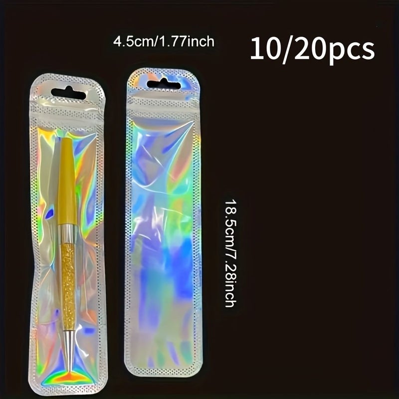 10pcs Reusable Rainbow Laser Gift Bags Holographic Zippered PP Organizers - Image 3