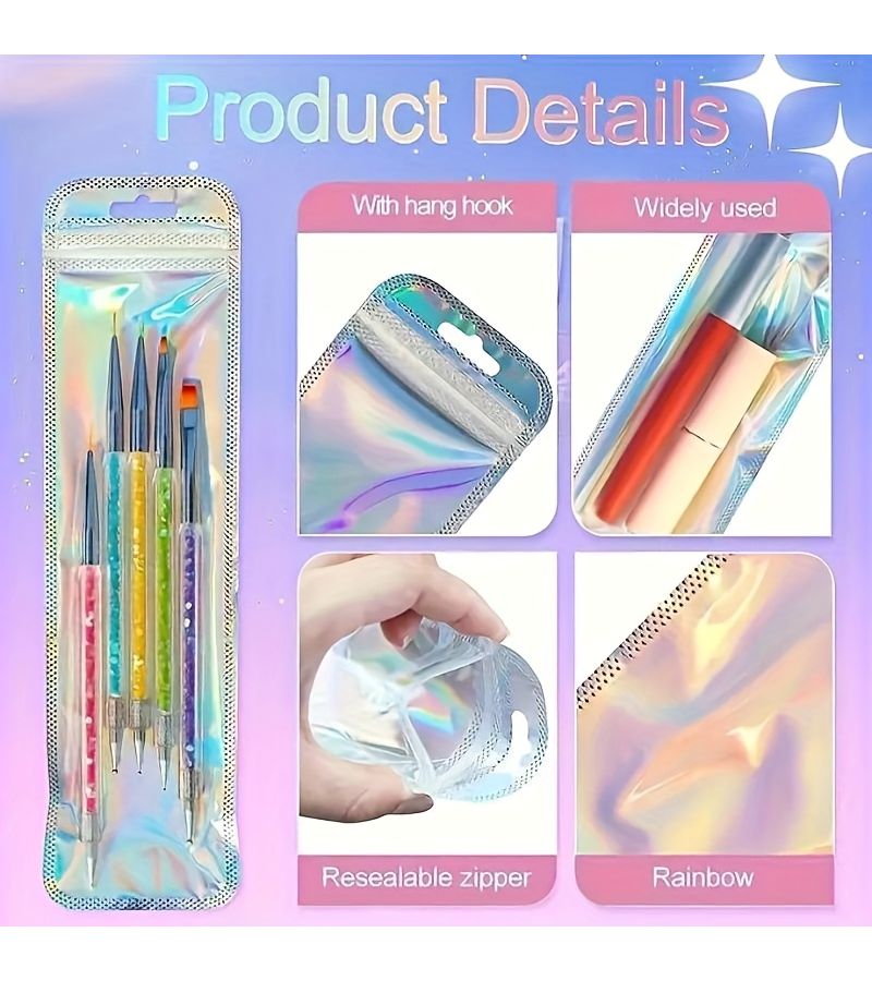 10pcs Reusable Rainbow Laser Gift Bags Holographic Zippered PP Organizers - Image 2