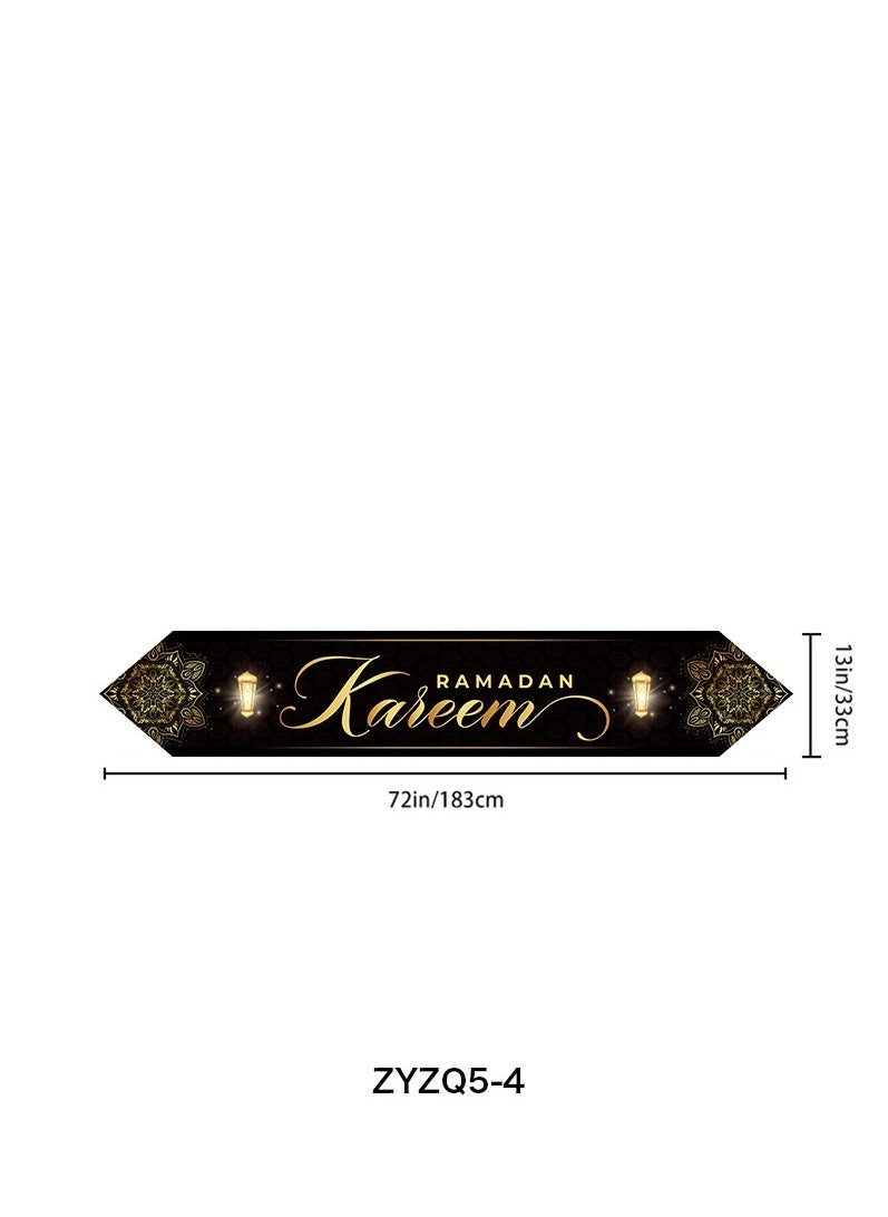 Y&D Ramadan Kareem Table Runner Table Decorations Islamic Ramadan Table Runner  Muslim Eid Mubarak Party Home Kitchen Dining Room Table  - Image 2