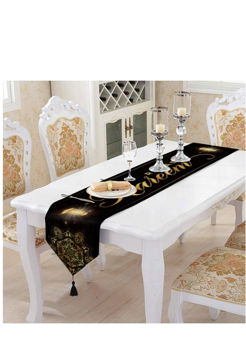 Y&D Ramadan Kareem Table Runner Table Decorations Islamic Ramadan Table Runner  Muslim Eid Mubarak Party Home Kitchen Dining Room Table  - Image 1