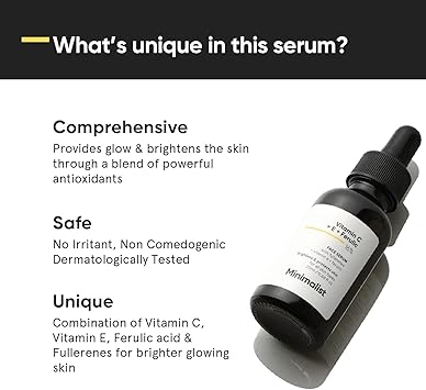 MINIMALIST سيروم فيتامين C 16 الحد الأدنى مع فيتامين E وحمض الفيروليك لتعزيز الإشراق 20 مل عبوة من 1 - Image 3