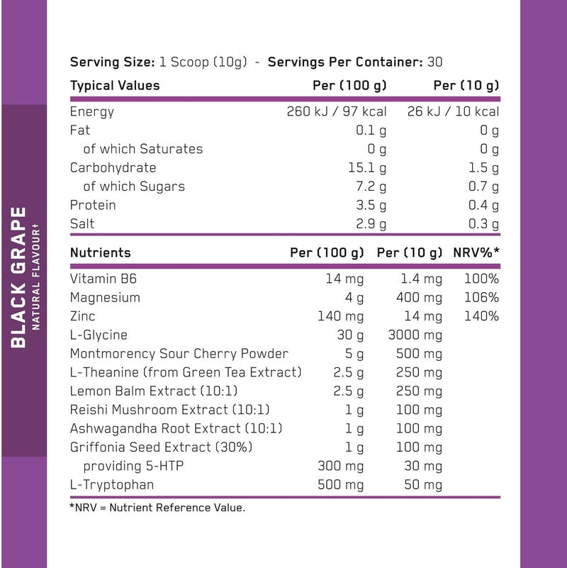Applied Nutrition Sleep Unwind & Recover Powder Black Grape 300g | 30 Servings | Zinc, Magnesium, Ashwagandha, Glycine & L-Theanine | Sleep & Recovery Supplement | Made in United Kingdom - Image 4