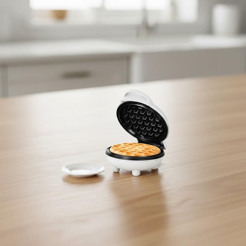 Biki Mini Waffle Maker, 350W, Non-Stick Cooking Surface, 12x12cm Cooking Area, Indicator Light, Non-Slip Bottom, UK 3 Pin Plug - Image 3