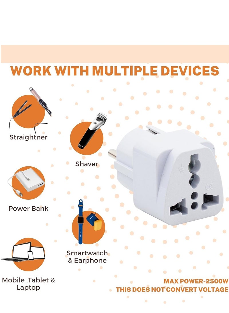محول قابس عالمي من   EU اوربي الى ثلاثي  يونيفيرسال لجميع دول العالم (3 قطع) قابس تيار متردد من 110 فولت تيار الى 230 فولت الى 3 دبابيس تحويل قابس المانيا وفرنسا واوروبا - Image 5