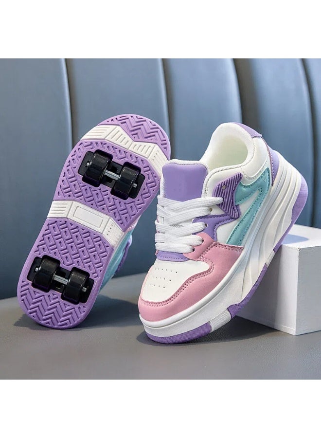 Student Roller Shoes with Four Wheels, Children's Double-Row Roller Skates, Detachable for Boys and Girls, Youth Roller Skates with Eight Wheels